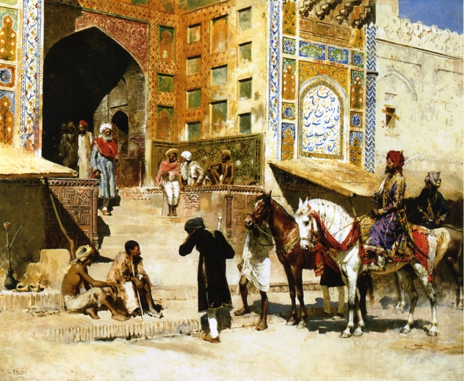 Steps of the Mosque Vazirkham, Lahore by Edwin Lord Weeks