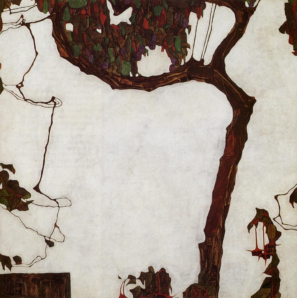 Autumn Tree with Fuchsias by Egon Schiele