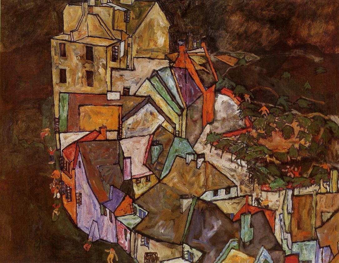 Edge of Town (Krumau Town Crescent) by Egon Schiele