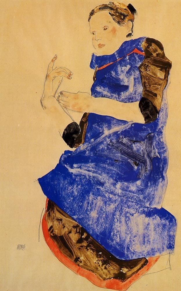 Girl in a Blue Apron by Egon Schiele