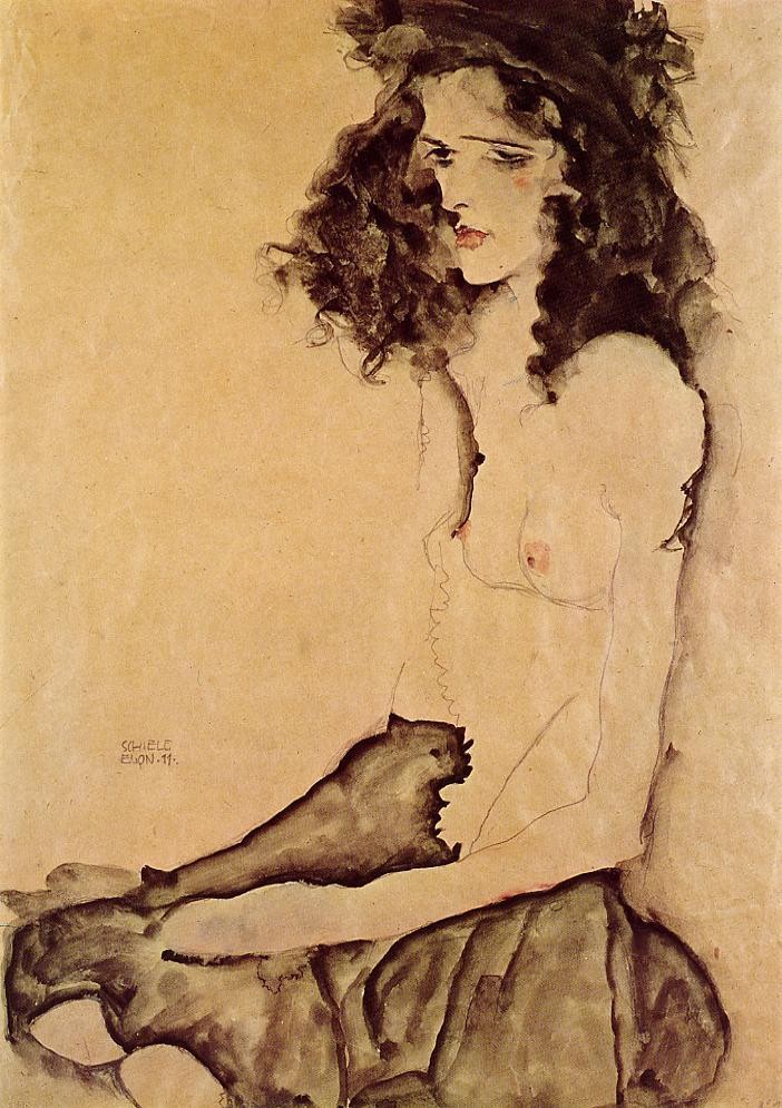 Girl in Black by Egon Schiele
