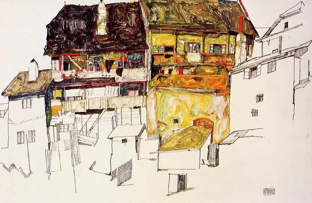 Old Houses in Krumau by Egon Schiele