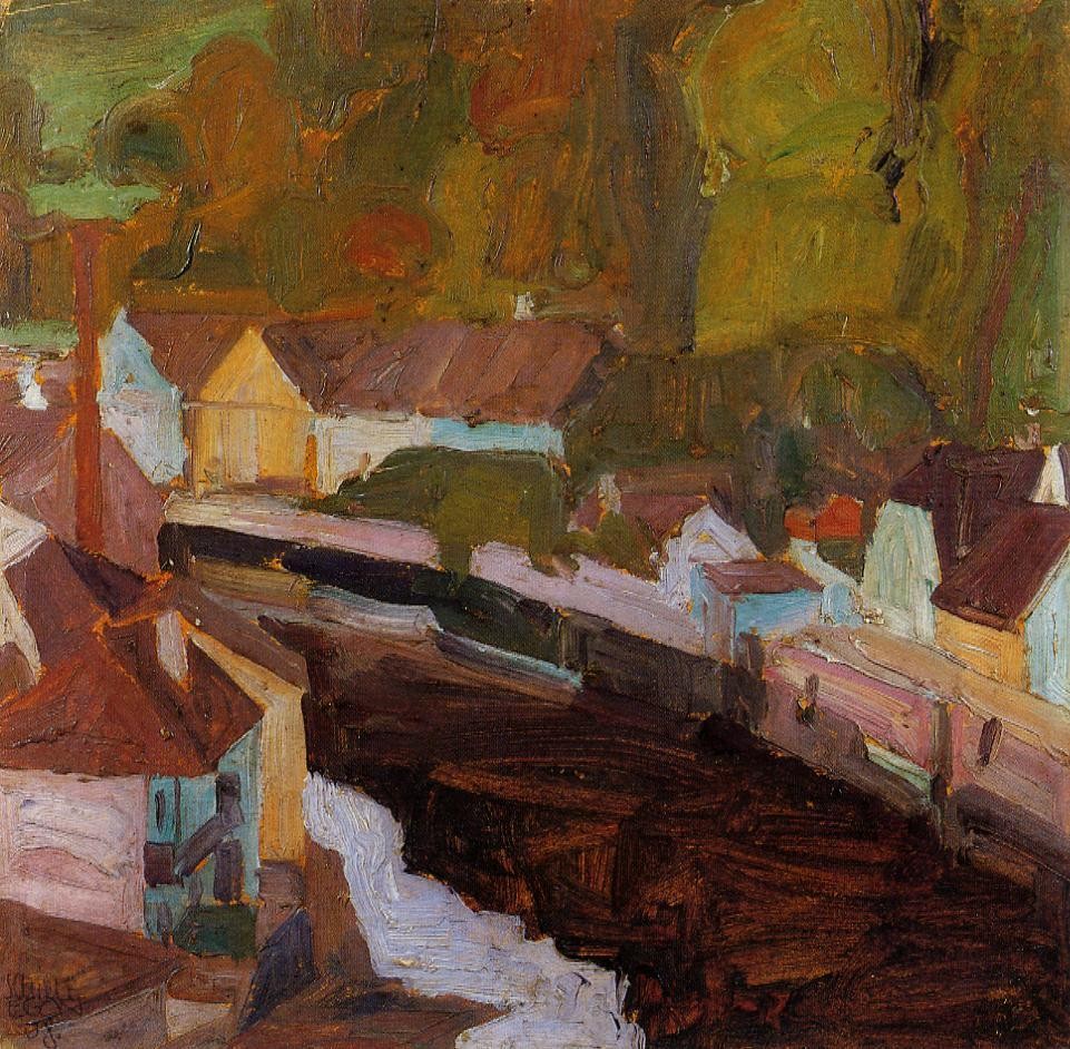 Village by the River by Egon Schiele