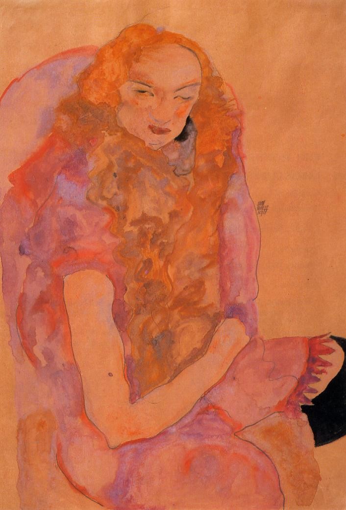 Woman with Long Hair by Egon Schiele