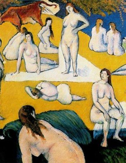 Bathers with Red Cow by Emile Bernard