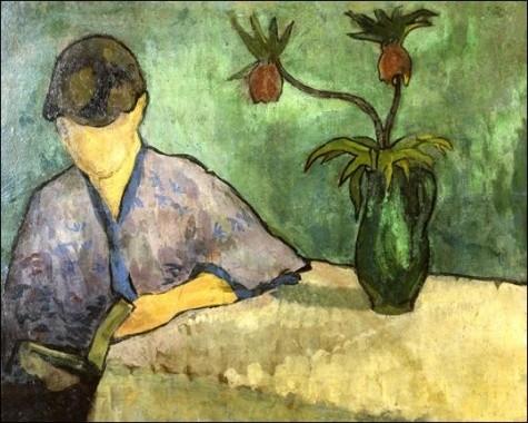 Young Woman in Kimono, Reading by Emile Bernard