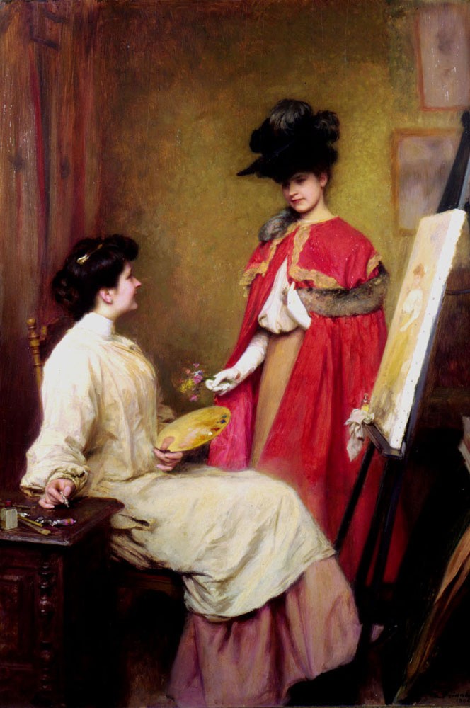 Visit to the studio by Émile Friant