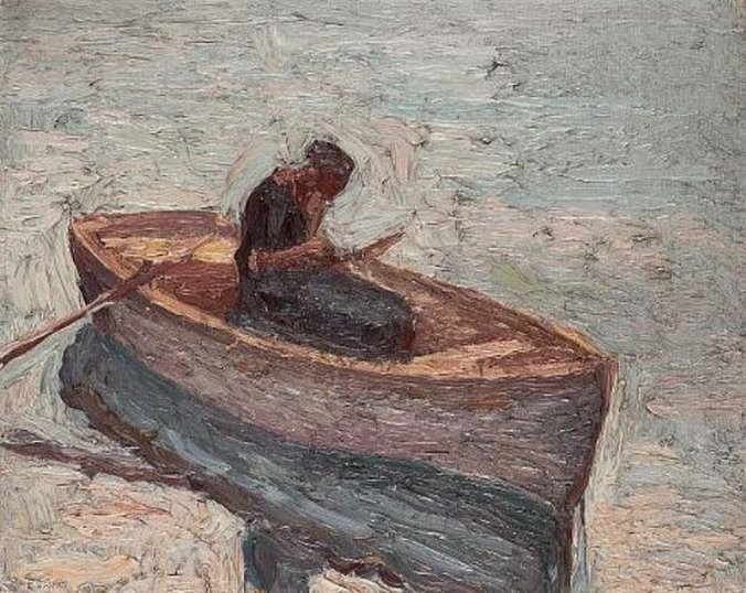 Figure in a rowing boat by Emmanuel Zairis