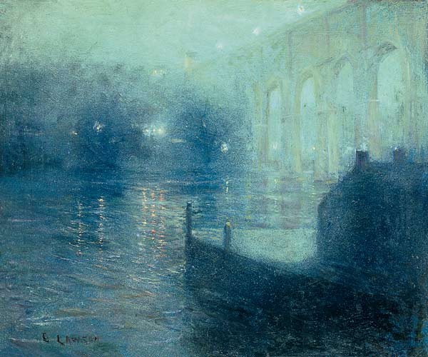 Harlem River at Night by Ernest Lawson