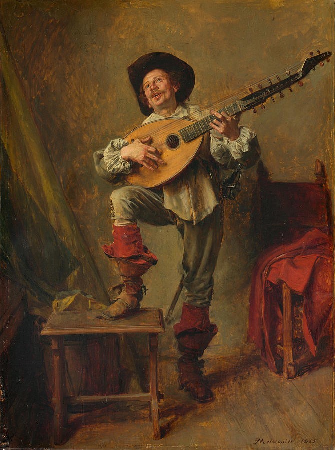 Soldier Playing the Theorbo by Ernest Meissonier