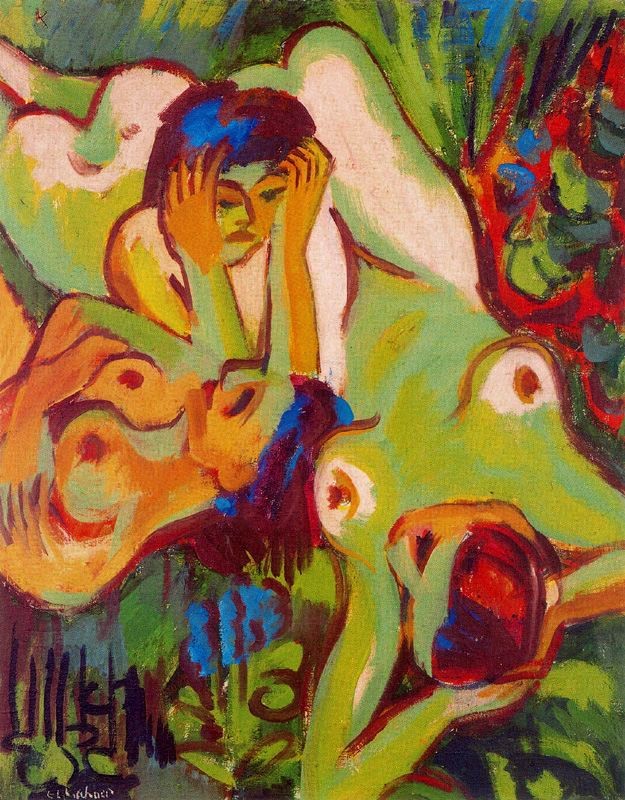 Bathers on the Lawn by Ernst Ludwig Kirchner
