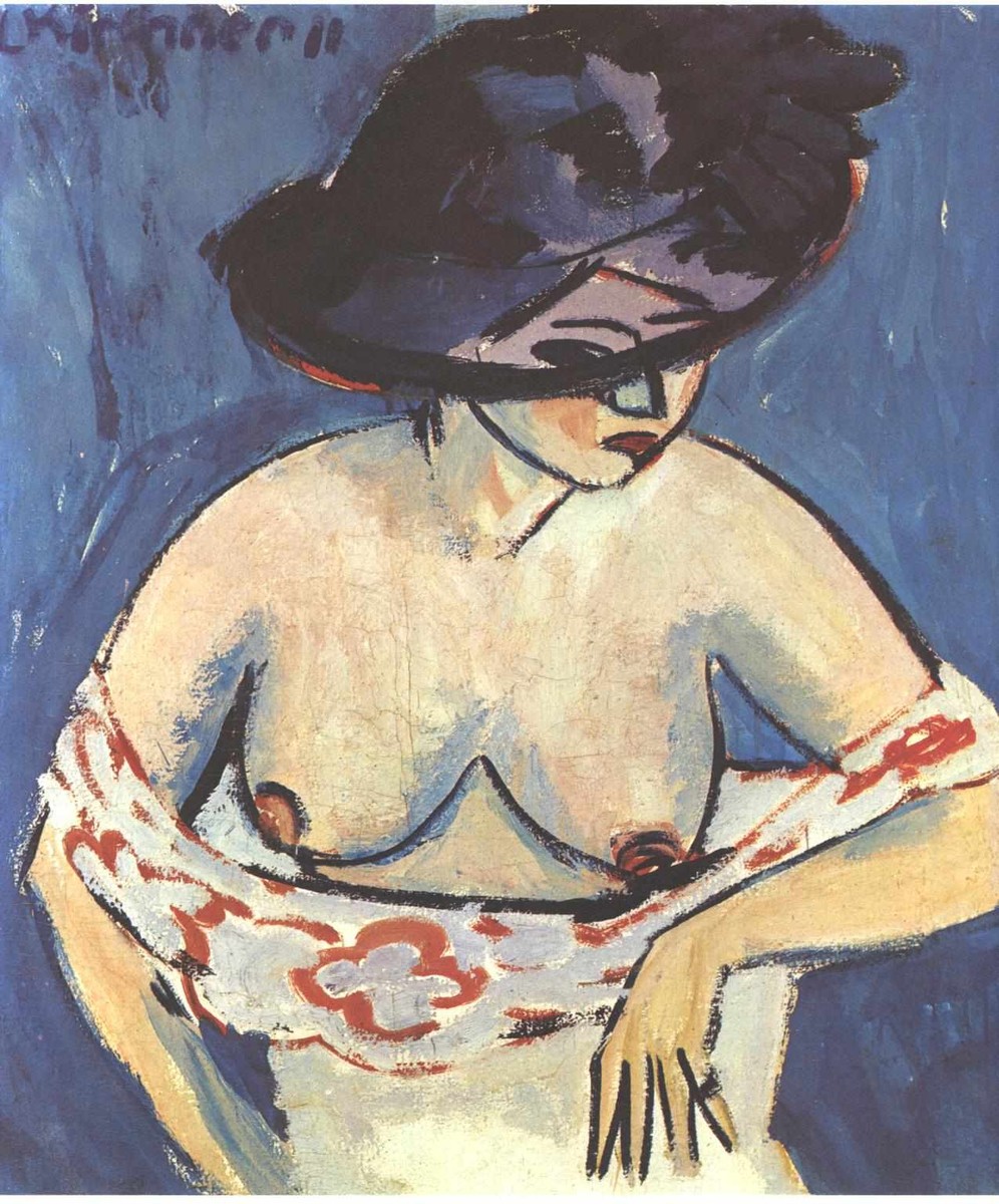 Half-Naked Woman with a Hat by Ernst Ludwig Kirchner