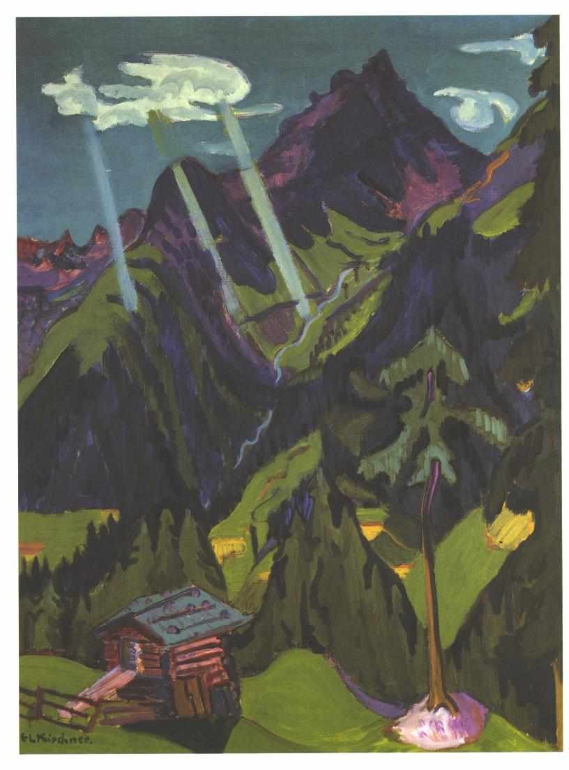 Landscape in Graubünder with Sun Rays by Ernst Ludwig Kirchner