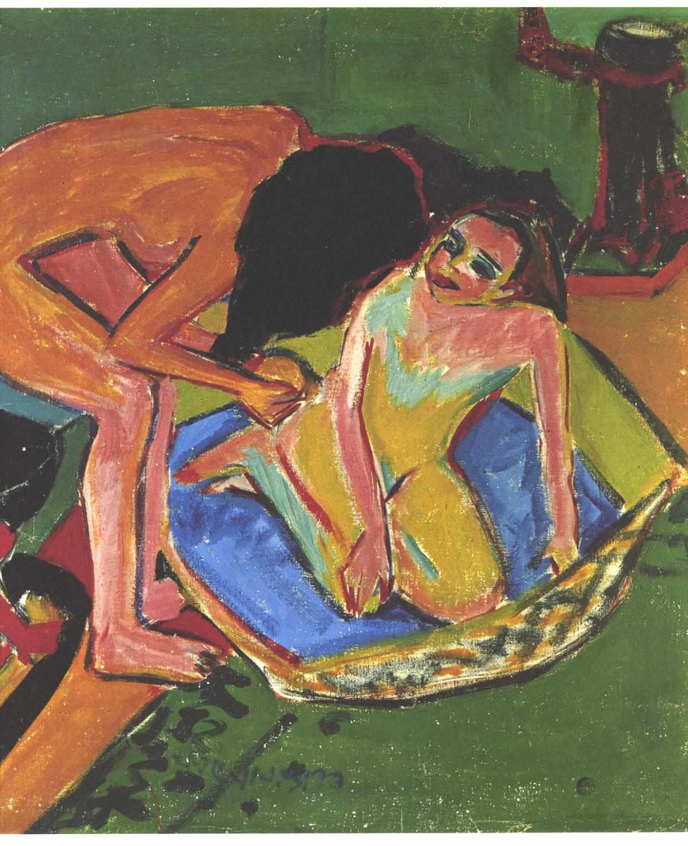 Marcella and Fränzi in the Atelier by Ernst Ludwig Kirchner