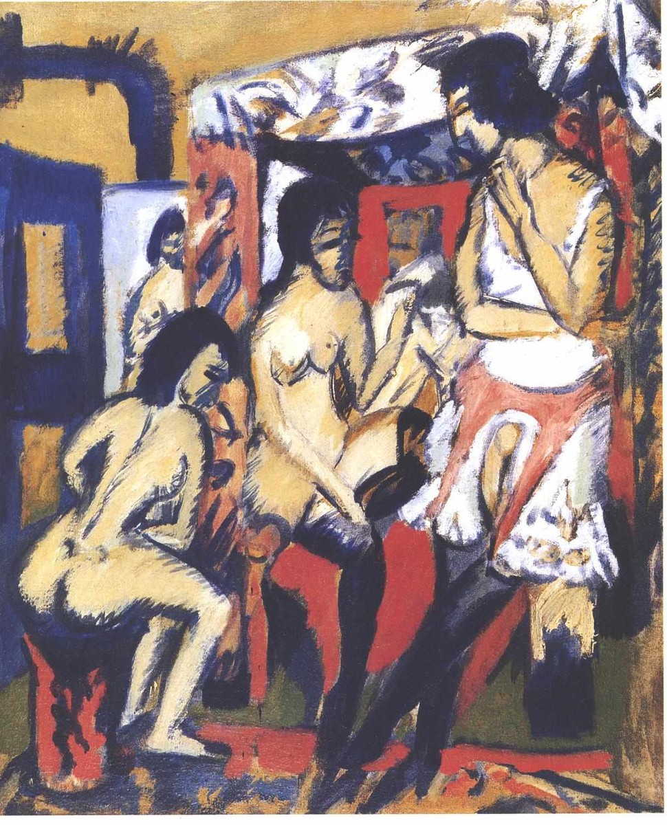 Nudes in Atelier by Ernst Ludwig Kirchner