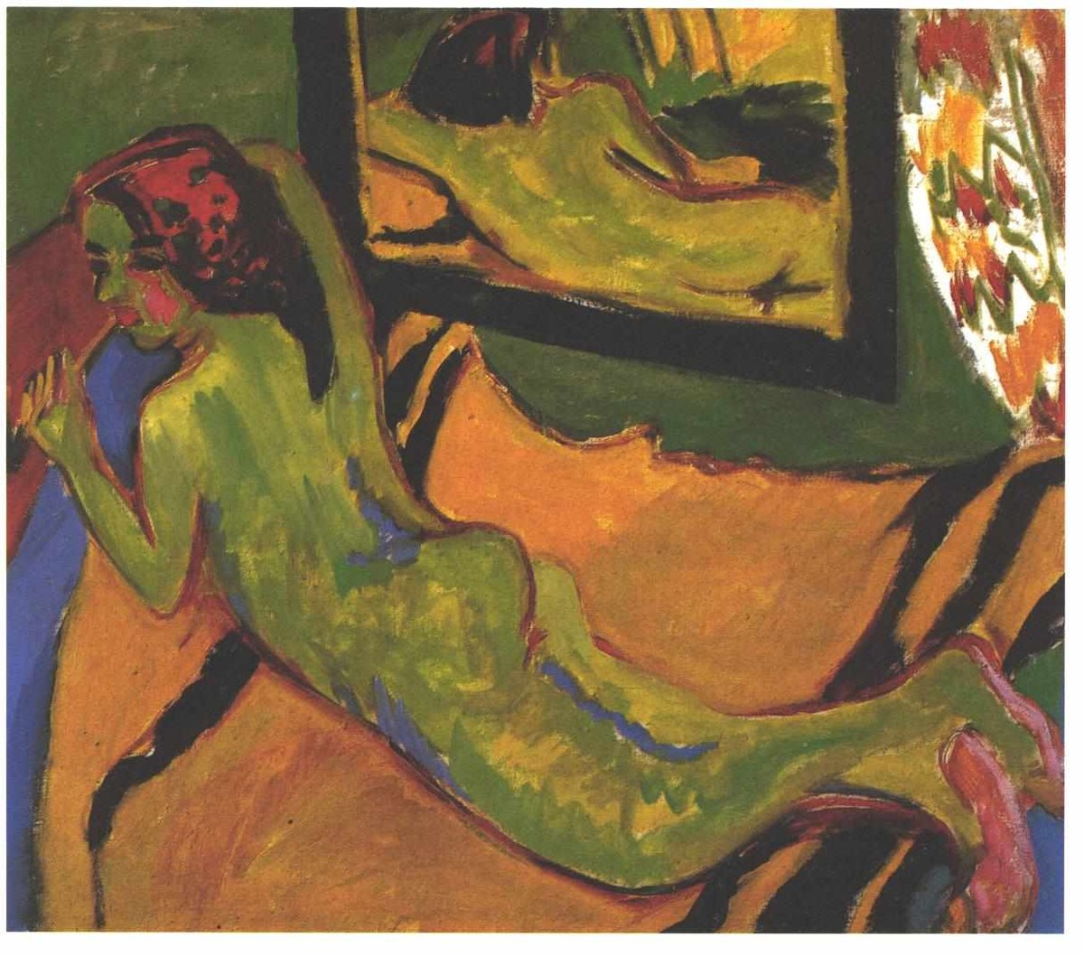 Reclining Female Nude in Front of a Mirror by Ernst Ludwig Kirchner