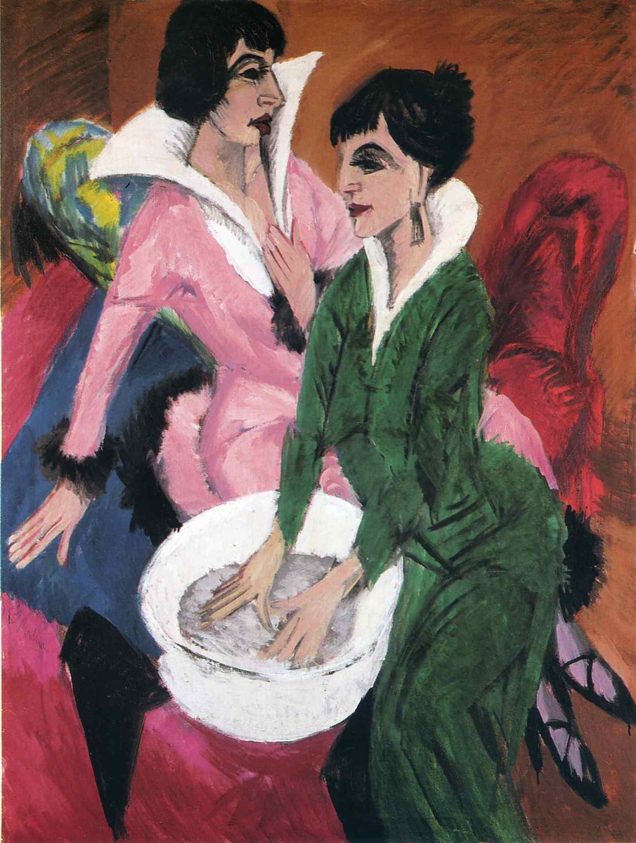 Two Women with Sink (or Wash Basin) by Ernst Ludwig Kirchner