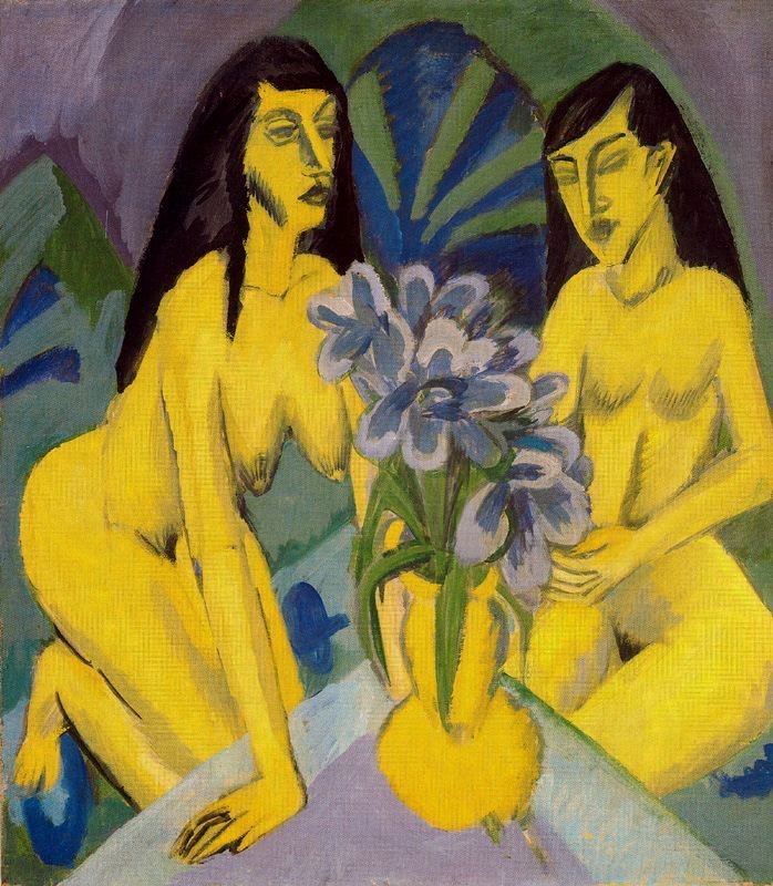 Two Yellow Knots with Bunch of Flowers by Ernst Ludwig Kirchner