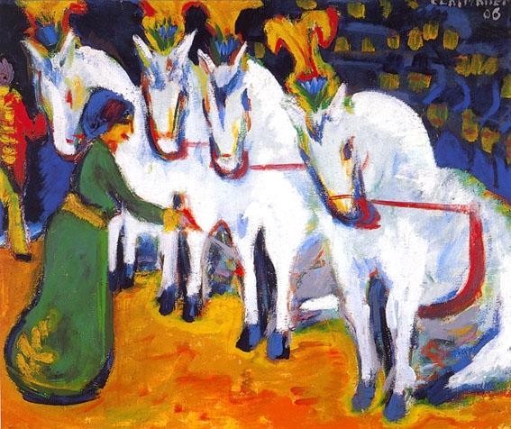 White horse performance act by Ernst Ludwig Kirchner
