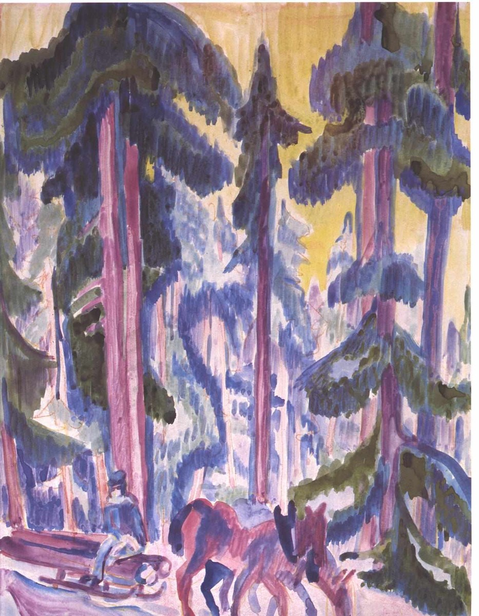 Wod Cart in Forest by Ernst Ludwig Kirchner