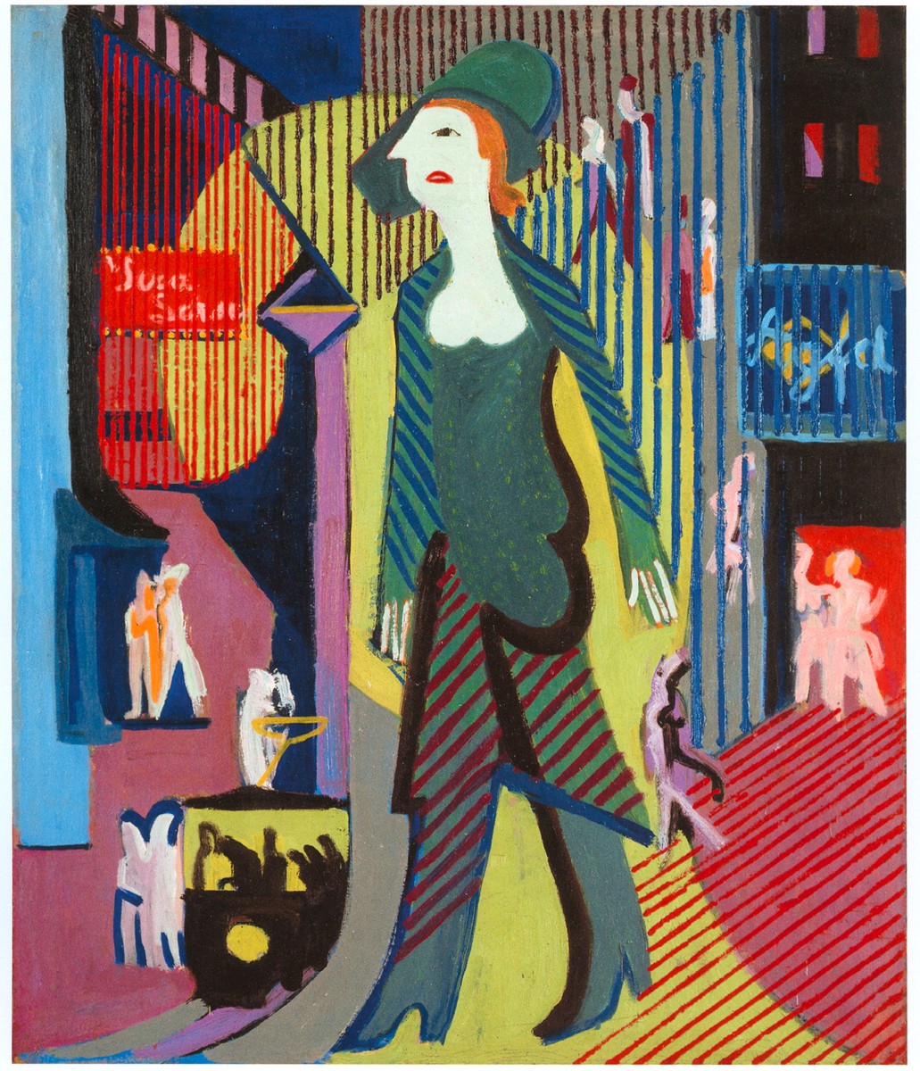Woman is Walking over a Nighty Street by Ernst Ludwig Kirchner