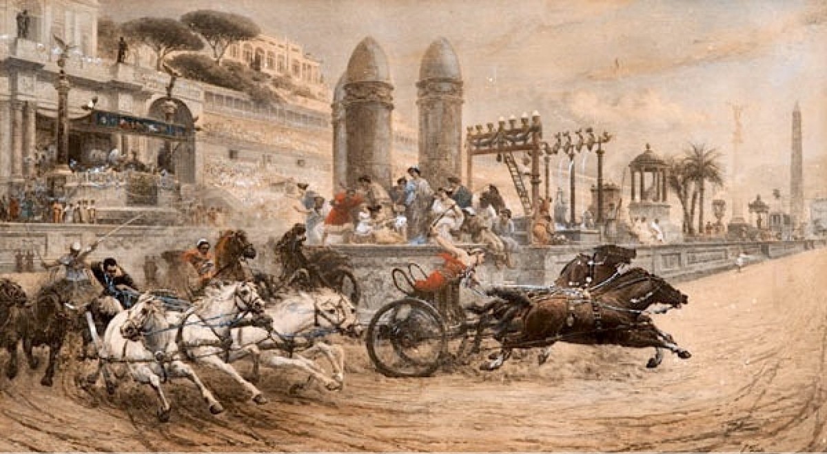 Chariots racing in the Circus Maximus by Ettore Forti