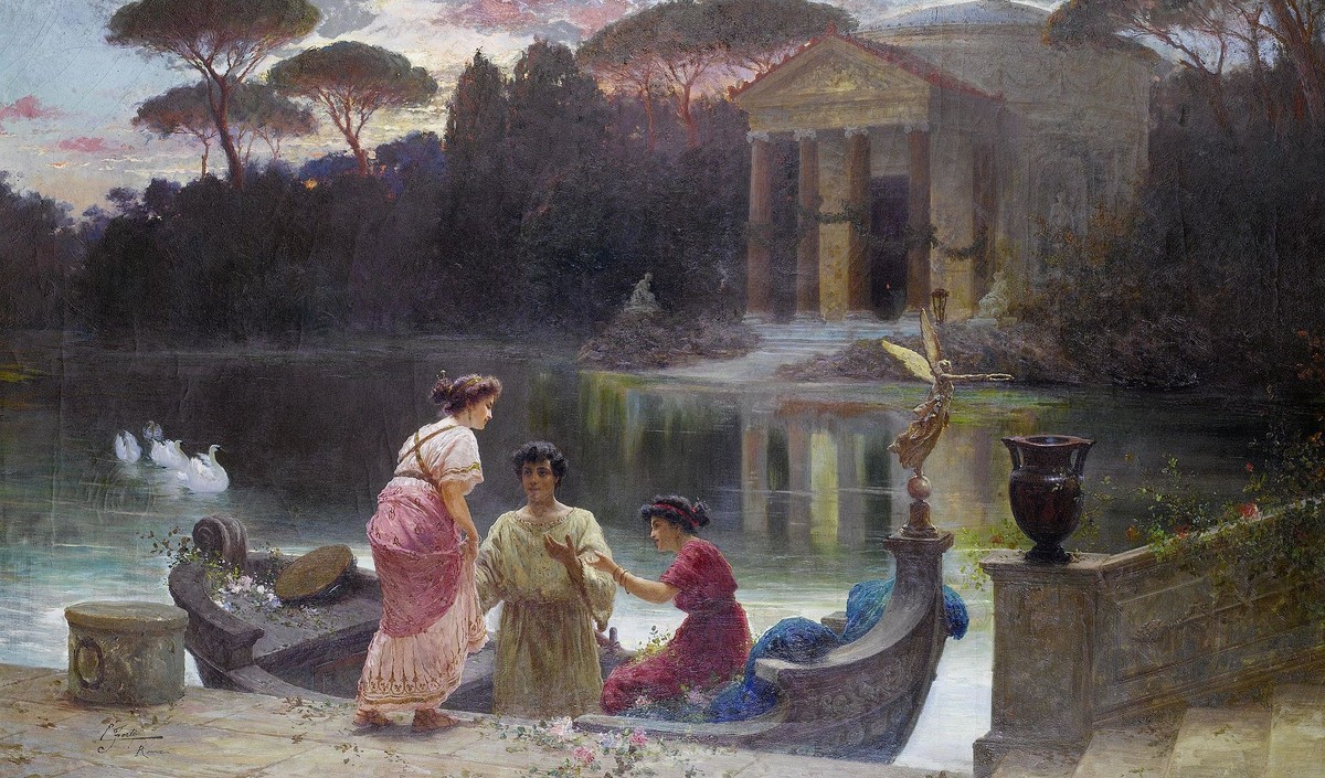 Evening at the temple by Ettore Forti