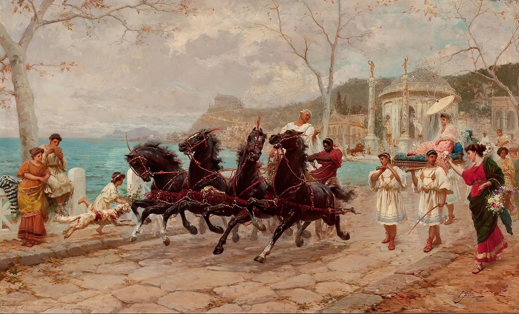 Quadriga on the Road to Pompeii by Ettore Forti