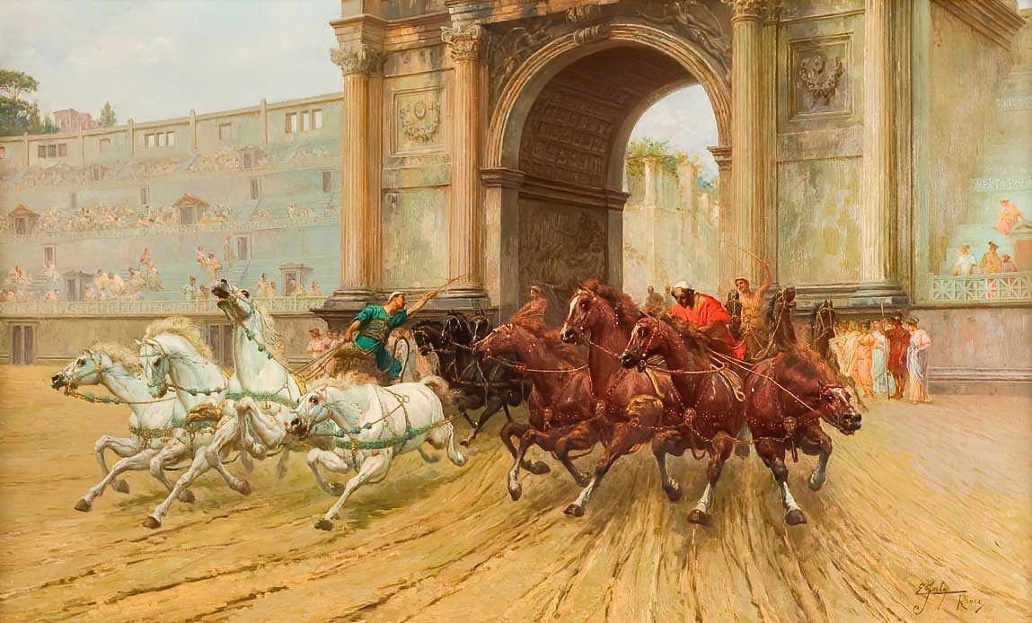 Racing Chariots Entering The Circus Maximus by Ettore Forti