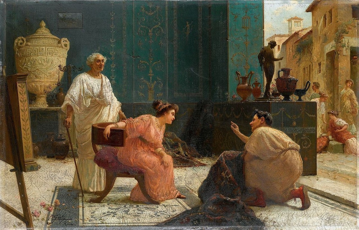 Rug Merchant in Ancient Rome by Ettore Forti