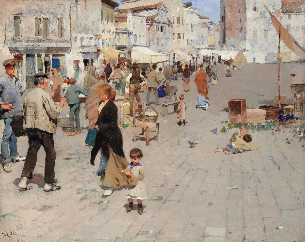 Campo Santa Margherita, Venice by Ettore Tito