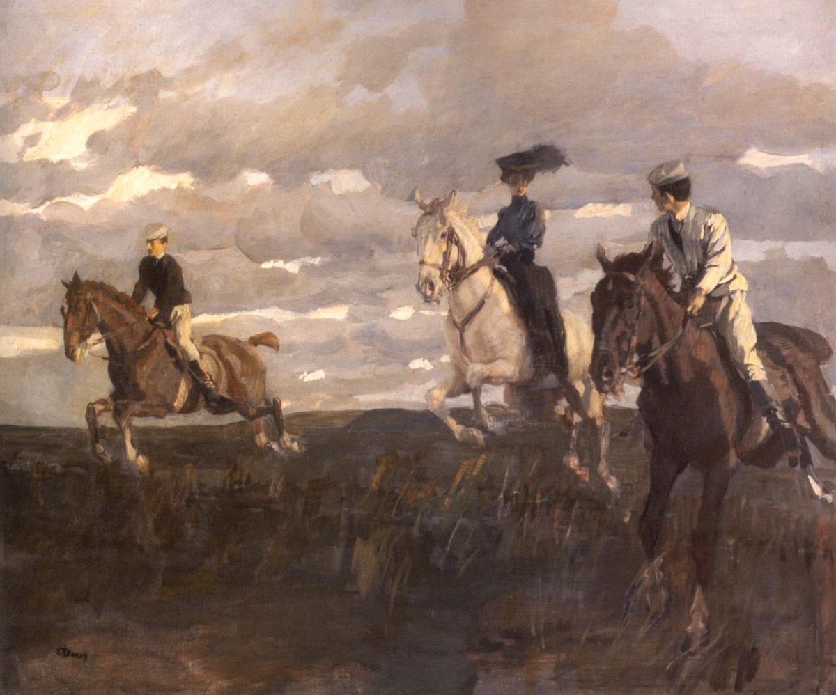 Horseback riding (Return, Hunting) by Ettore Tito