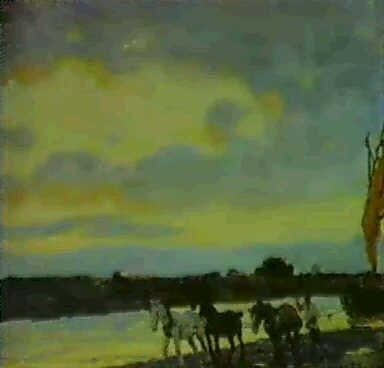 Horses on the shore by Ettore Tito