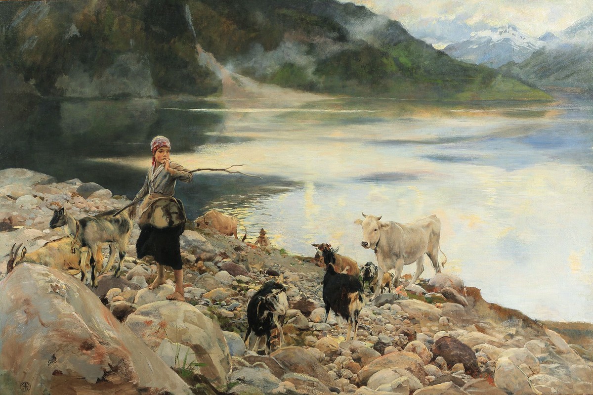 Near the Alleghe Lake by Ettore Tito