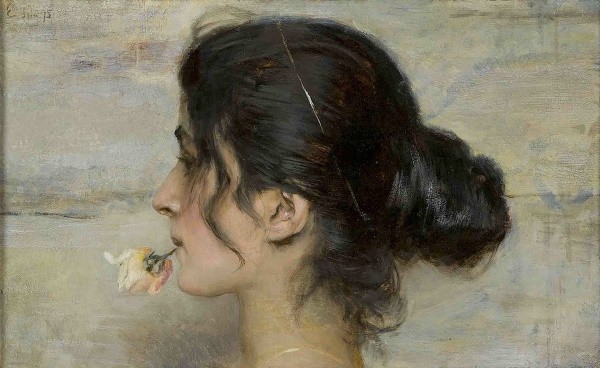 With the rose between the lips by Ettore Tito