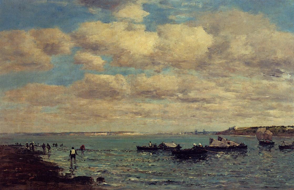 Camaret, Fishermen and Boats by Eugene Boudin