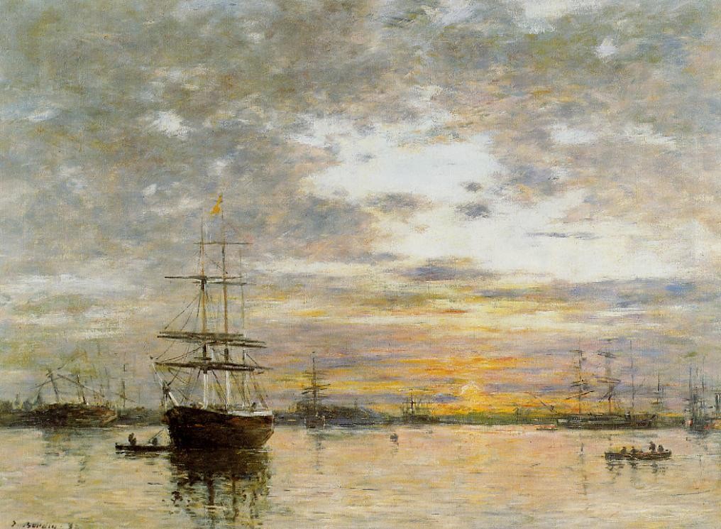 The Port of Le Havre at Sunset by Eugene Boudin