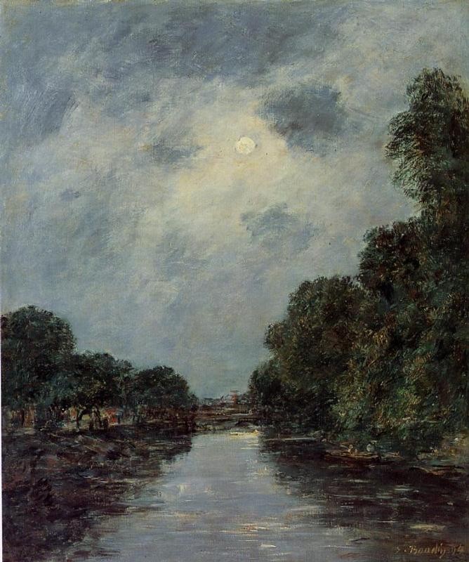 The Somme near D'Abbeville - Moonlight by Eugene Boudin