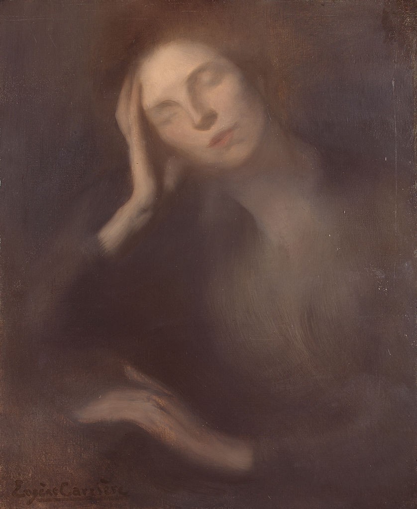 Woman Leaning on a Table by Eugene Carriere