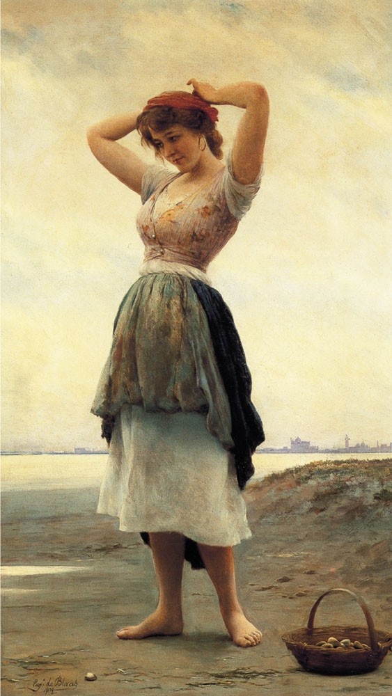 On the Beach by Eugene de Blaas