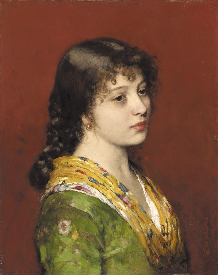 The Yellow Shawl by Eugene de Blaas