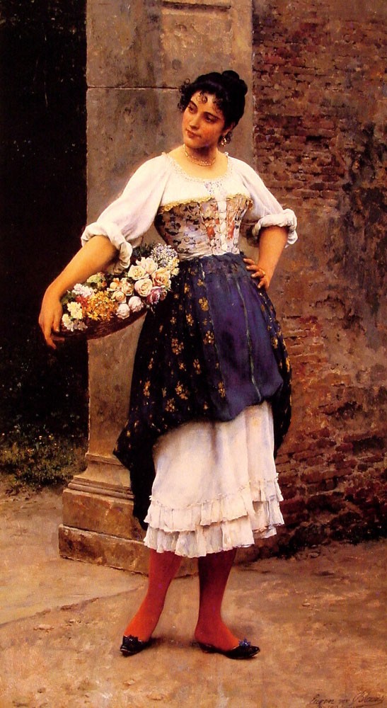Venetian flower seller by Eugene de Blaas