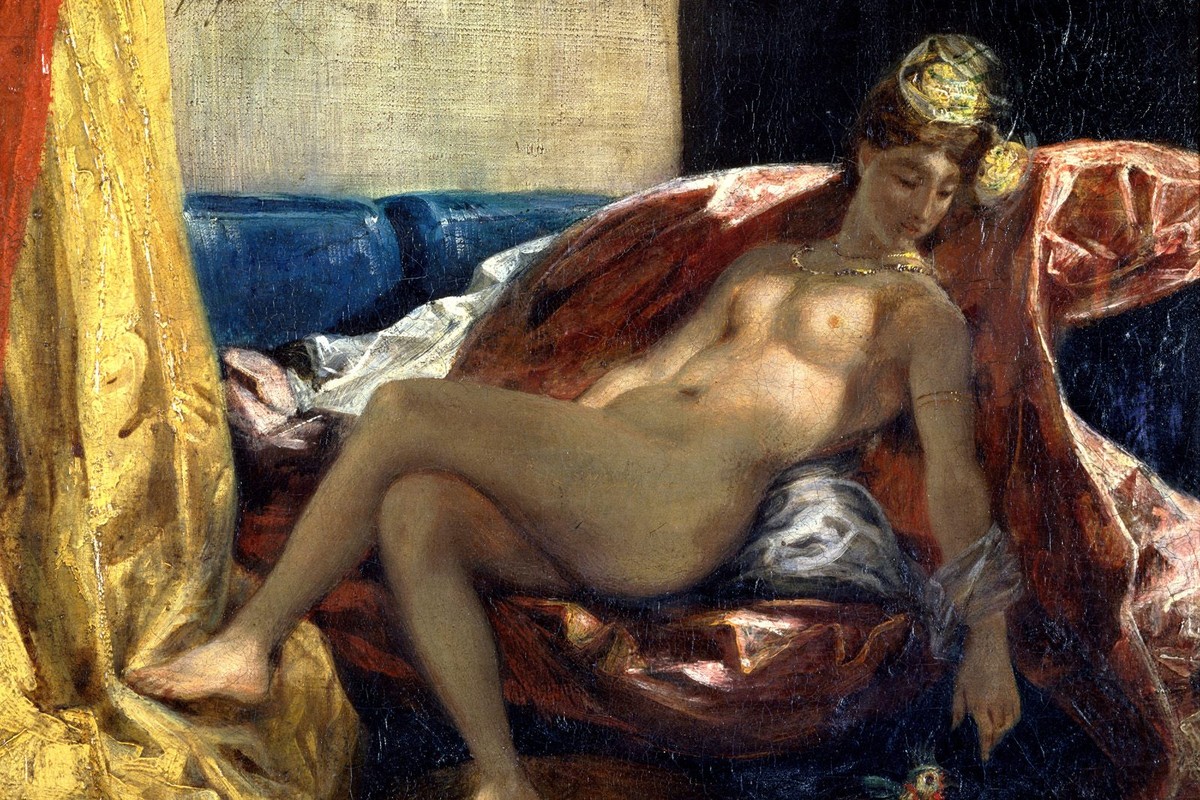 Reclining Odalisque or, Woman with a Parakeet by Eugene Delacroix