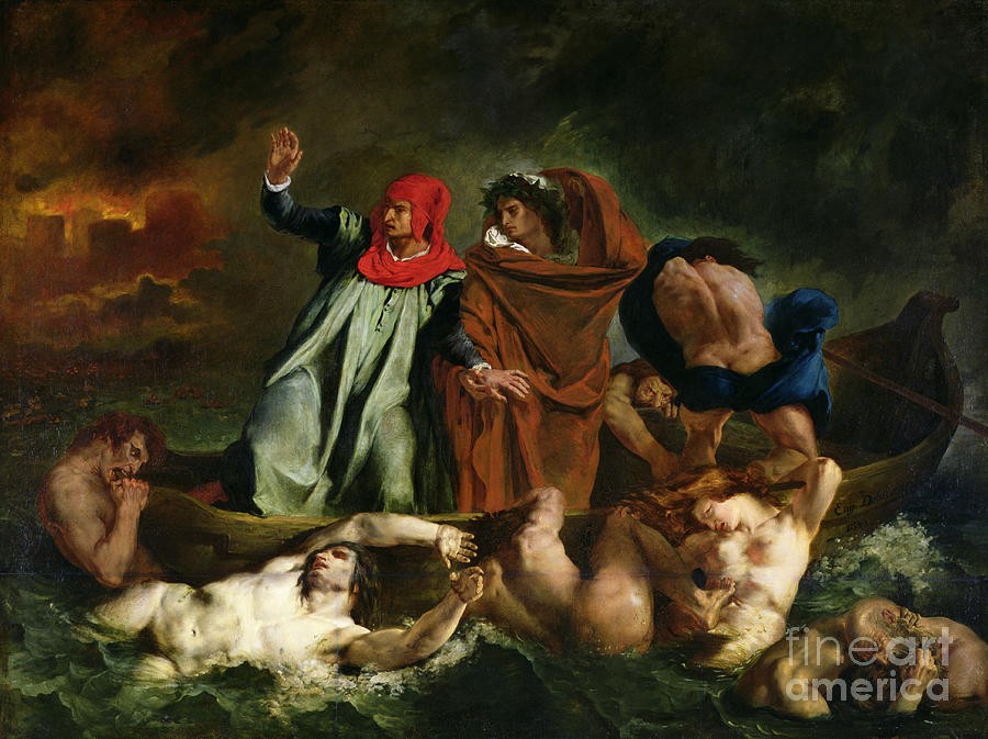 The Barque of Dante (Dante and Virgil in the Underworld) by Eugene Delacroix