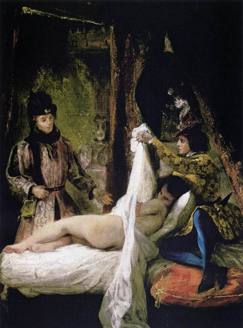 The Duc d'Orleans Showing his Mistress to the Duc de Bourgogne by Eugene Delacroix