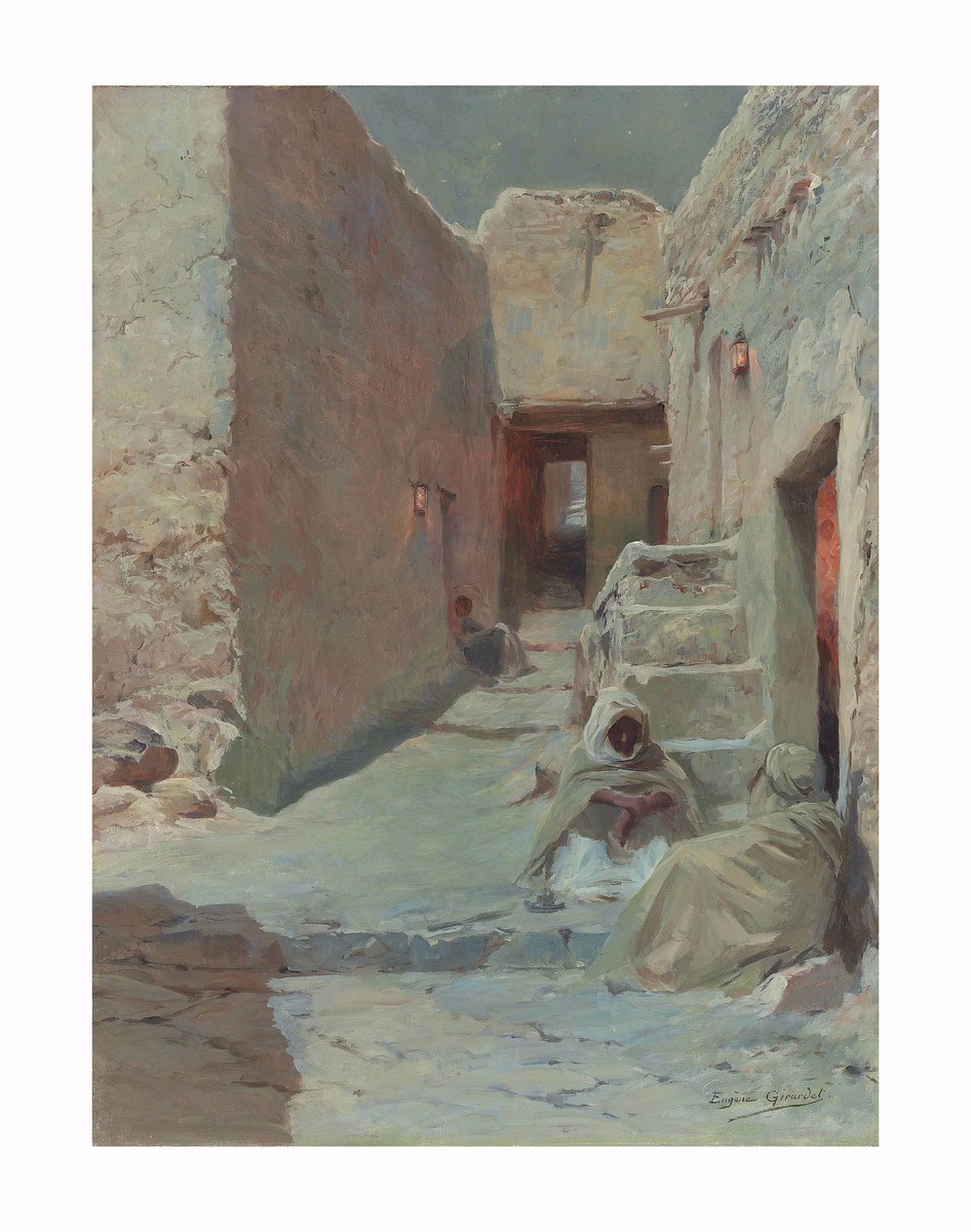 A Moonlit Street in North Africa by Eugène Girardet