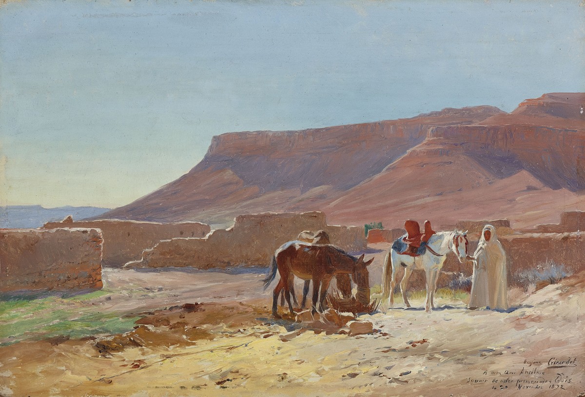 Figures in the Desert at Eddis by Eugène Girardet