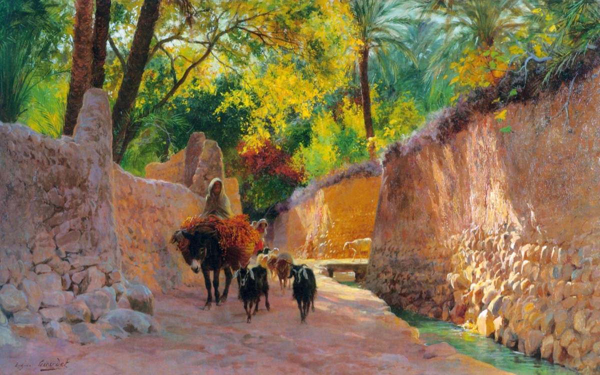 Sur Le Chemin Du Marché by Eugène Girardet