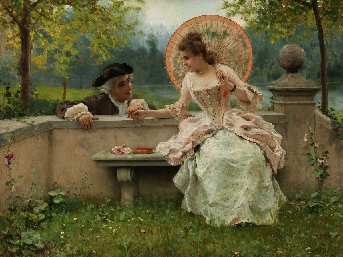 An amorous conversation in the park by Federico Andreotti