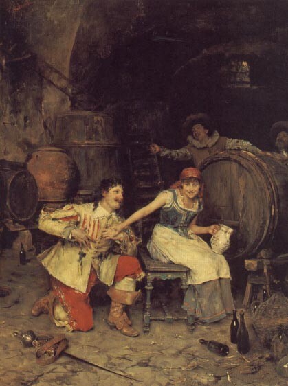 Flirtation in the Wine Cellar by Federico Andreotti
